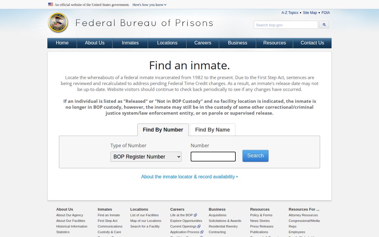 Federal Bureau of Prisons release locator for Morrison County cases
